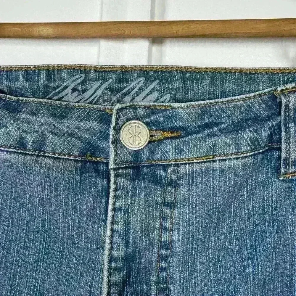 Bill Blass Jeans Blue Stretch Bootcut Womens Size 16 High Rise‎ Pants Butterfly